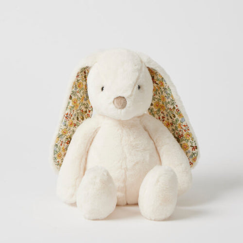 Personalised Jiggle & Giggle Medium Bunny | Floral White front view