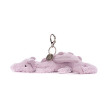 Load image into Gallery viewer, Jellycat Lavender Dragon Bag Charm side
